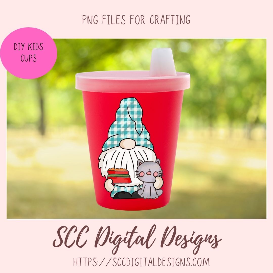Cat Lover Gnome Clipart 6 designs in 300 dpi png format