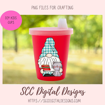 Cat Lover Gnome Clipart 6 designs in 300 dpi png format