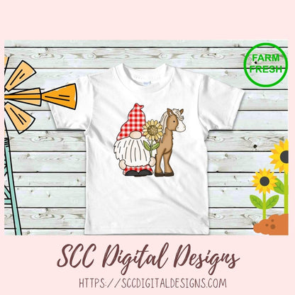 Farm Animals Gnome Clipart, Horse Sheep Chicken Duck Cow PNGs for Kids Stickers or TShirts, Whimsical Animal Lover Farmhouse Home Decor