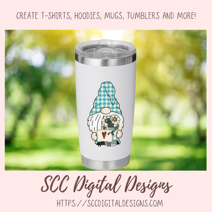 Pudgy Gnomes Love Prim Flowers Clipart 6 - 300 dpi png images