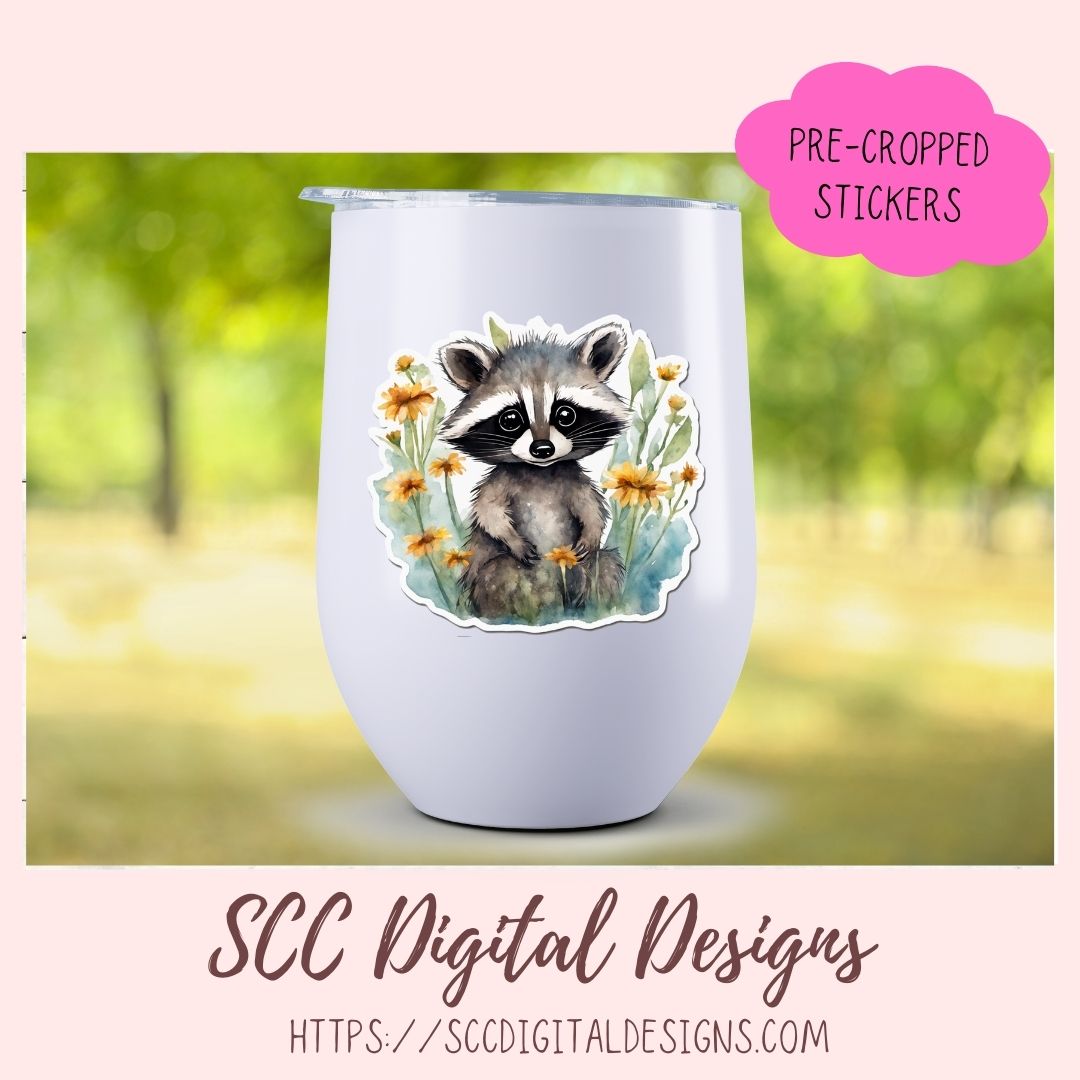 Whimsical Racoon PNG 8 designs in 300 dpi png format