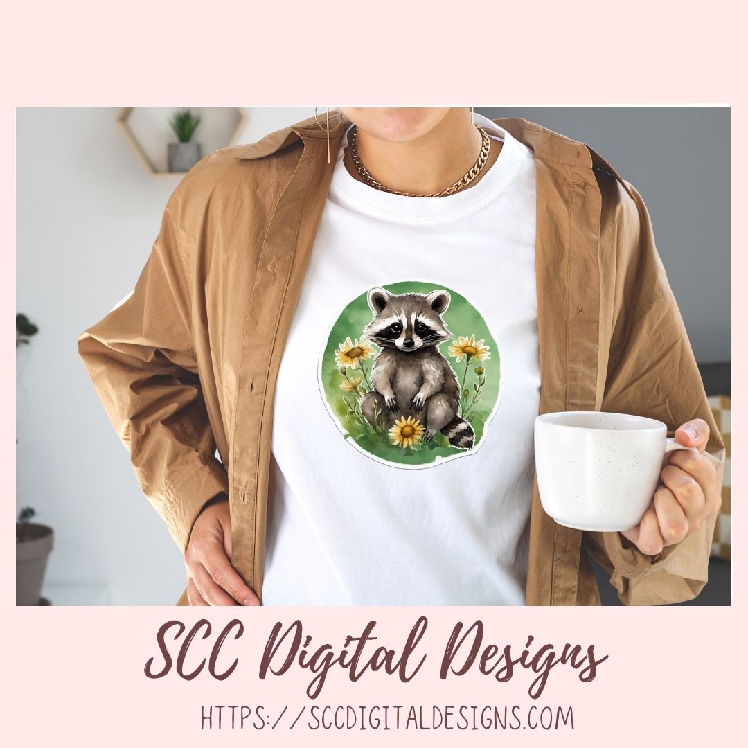Whimsical Racoon PNG 8 designs in 300 dpi png format