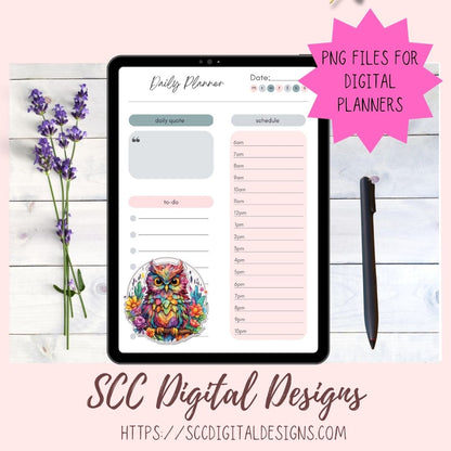 Cute Owl Clipart, Pre-Cropped PNG Images for Digital Planning, Rainbow Owls Art for Crafts and Decor, Printable Planners, Bullet Journals