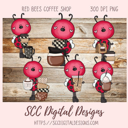 red bees Coffee Shop Clipart 6 - 300 dpi png format