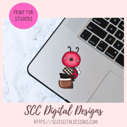 red bees Coffee Shop Clipart 6 - 300 dpi png format