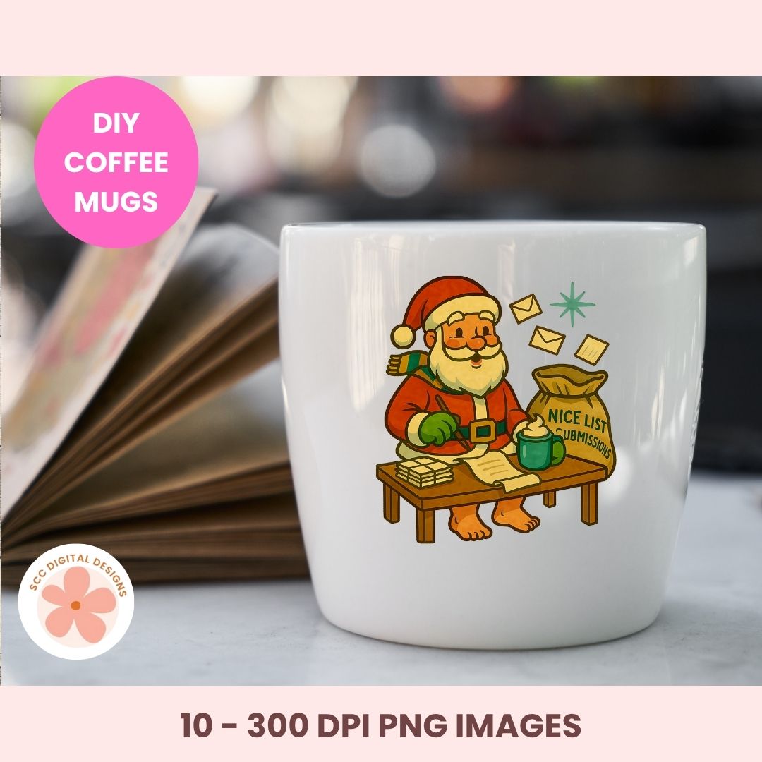Retro Santa Clipart Bundle,  Mid-Century Christmas Clip Art, Vintage Christmas PNG, Kitschy Christmas Santa, Retro Holiday Graphics