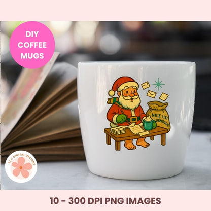 Retro Santa Clipart Bundle,  Mid-Century Christmas Clip Art, Vintage Christmas PNG, Kitschy Christmas Santa, Retro Holiday Graphics