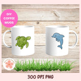 PNG Illustrations of sea creatures 14 total clipart elements