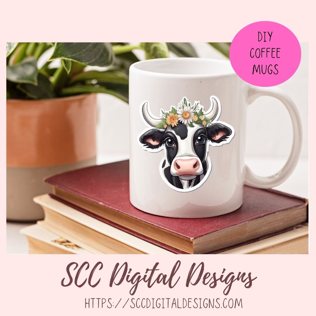 Silly Cow PNG Sticker Set 10 designs in 300 dpi png format