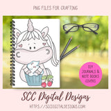 Unicorn Loves Cupcakes Clipart 6 designs in 300 dpi png format