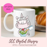 Unicorn Loves Cupcakes Clipart 6 designs in 300 dpi png format