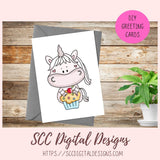 Unicorn Loves Cupcakes Clipart 6 designs in 300 dpi png format