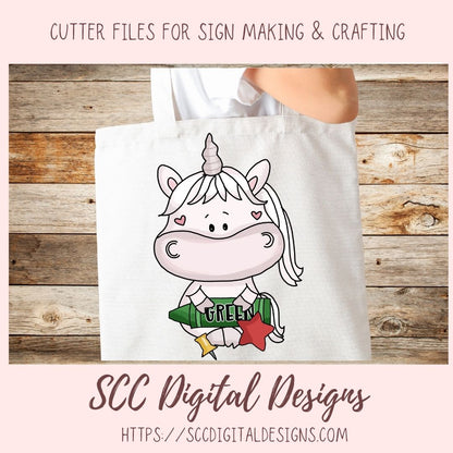 Whimsical Unicorns School Days Clipart for Stickers for Girls, School Pencils, Crayons, Glue & Apple PNG for Printable Art for Teachers