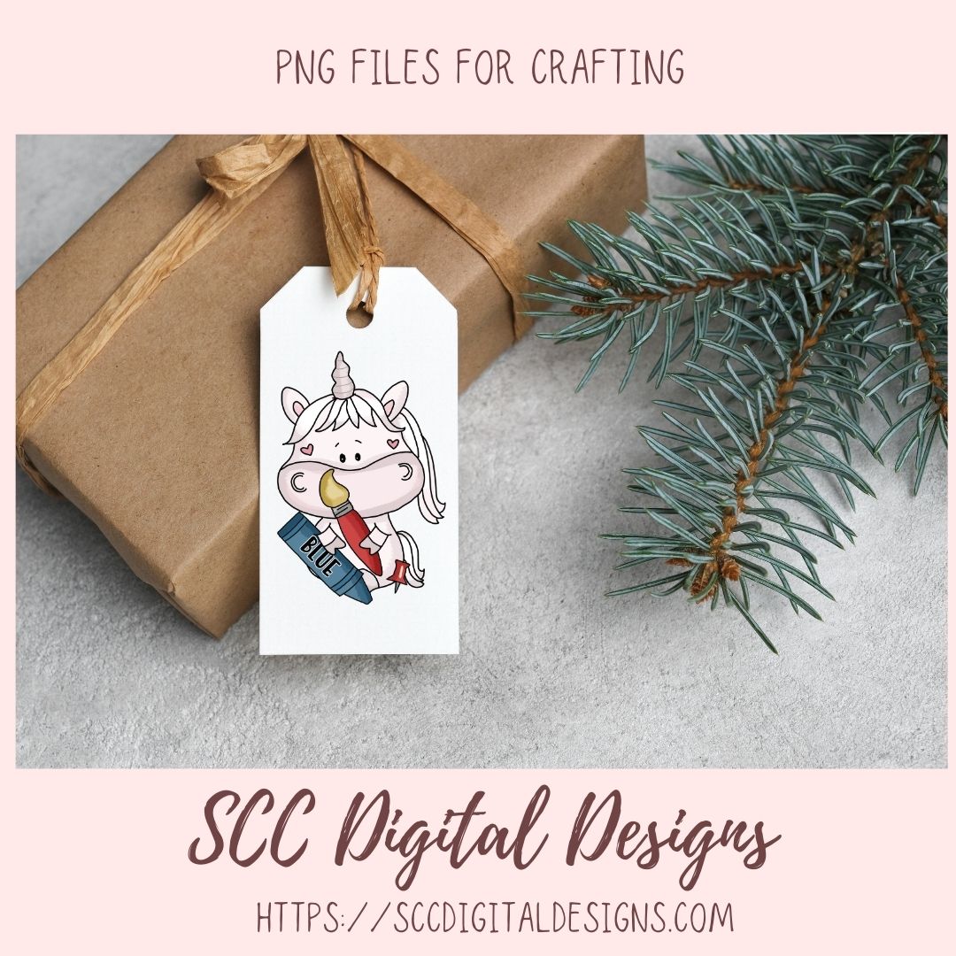 Whimsical Unicorns School Days Clipart for Stickers for Girls, School Pencils, Crayons, Glue & Apple PNG for Printable Art for Teachers