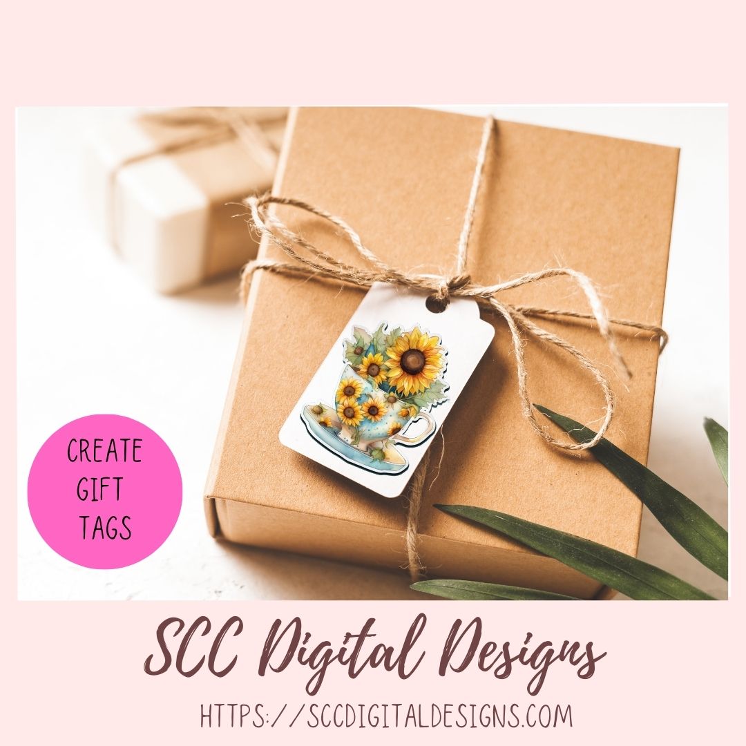 Tea Cups and Sunflower Stickers for Digital Planners, Printable Planner Accessories for Scrapbooking & DIY Gift for Kids Sticker Book