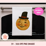White towel with a smiley face design hanging on an oven handle, labeled 'project idea'.