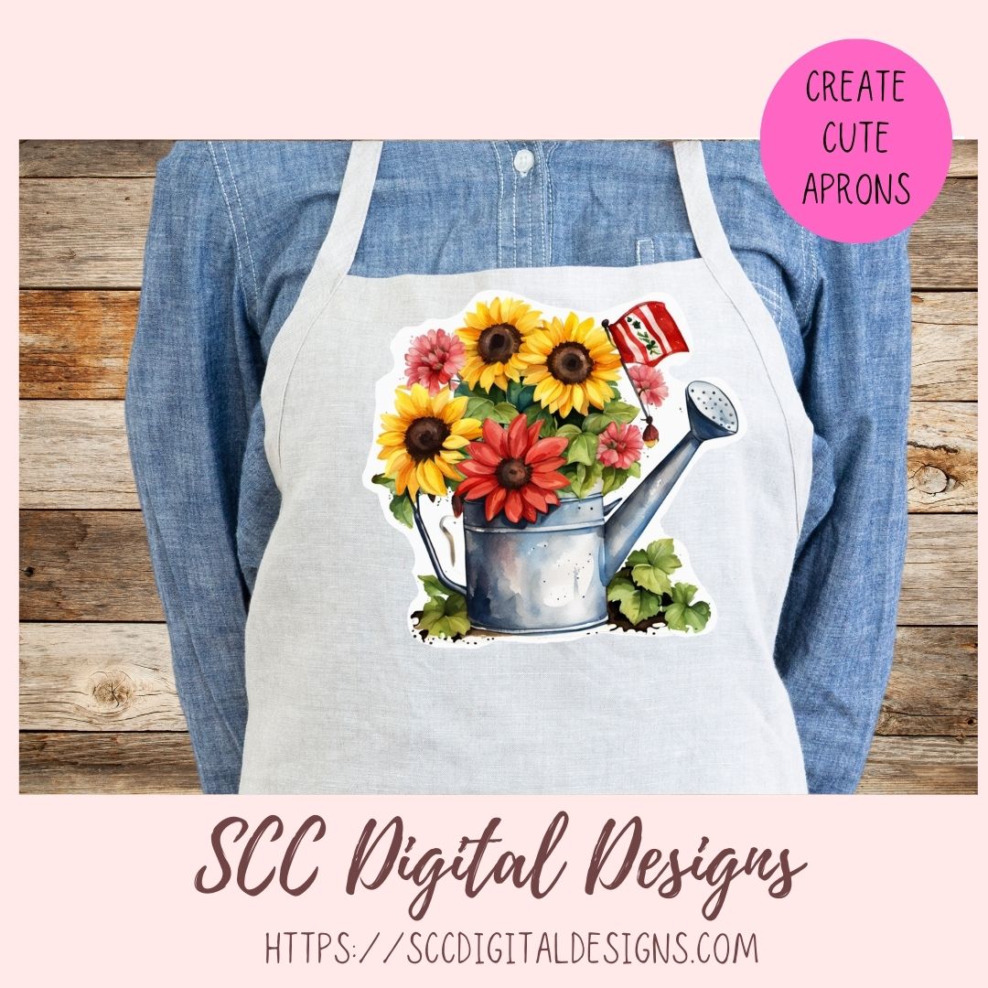 Spring PNG Bundle, Galvanized Water Can and Sunflowers Printable & Dig ...