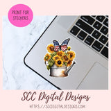 Spring PNG Bundle, Galvanized Water Can and Sunflowers Printable & Digital Sticker Clipart Images for Planner Accessories, Scrapbooking Elements