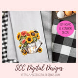 Spring PNG Bundle, Galvanized Water Can and Sunflowers Printable & Digital Sticker Clipart Images for Planner Accessories, Scrapbooking Elements