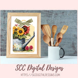 Spring PNG Bundle, Galvanized Water Can and Sunflowers Printable & Digital Sticker Clipart Images for Planner Accessories, Scrapbooking Elements
