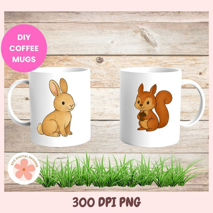 Cute Woodland Animals Clipart 12 - designs in 300 dpi png format