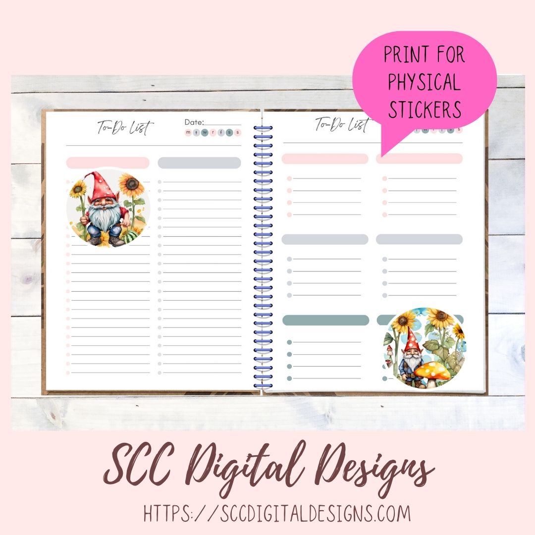 Sunflower Woodland Gnome Clipart Bundle 6 - 300 dpi png images