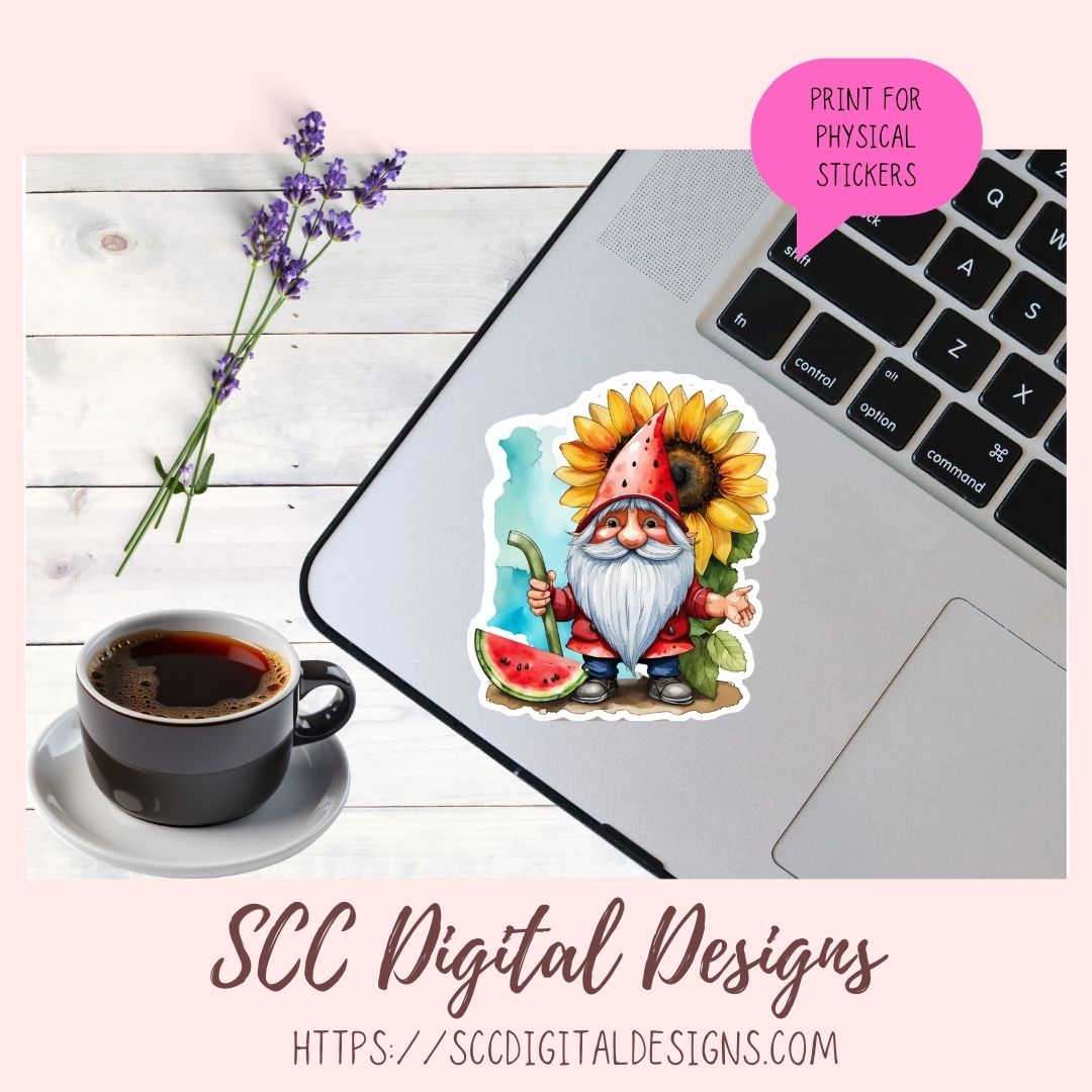 Sunflower Woodland Gnome Clipart Bundle 6 - 300 dpi png images