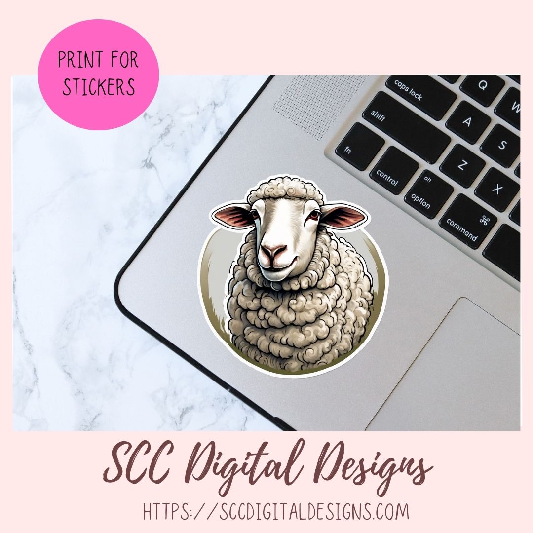 Wooly Sheep Sticker Set for Digital and Printable Planners, Journals, Notebooks, & Digital Scrapbooking, Instant Download Goodnotes Compatible Pre-Cropped PNG Images