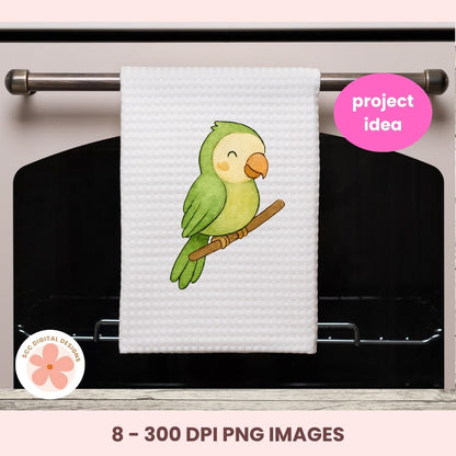 Safari Zoo Animals Clipart Set – Lion, Tiger, Monkey, Parrot, Elephant PNG for Commercial Use