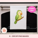 Safari Zoo Animals Clipart Set – Lion, Tiger, Monkey, Parrot, Elephant PNG for Commercial Use