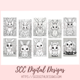 Coloring Book for Easter, Bunny Printable Pages, Creative Art Therapy for Kids & Adults, Toddler Travel Activity, Homeschool Resources