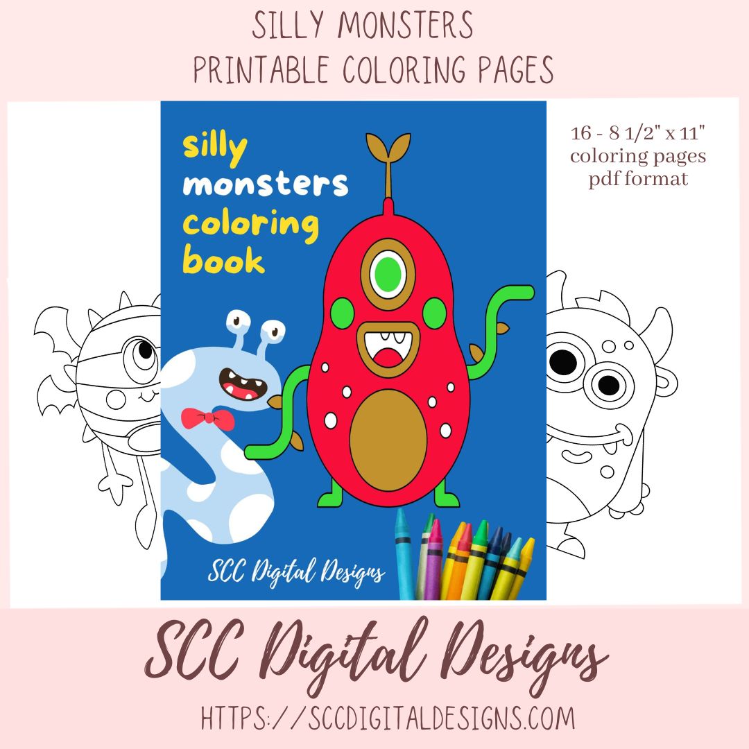 Coloring Book for Kids, Silly Monster's-1 Printable Fun and Educational Activity for Boys and Girls, Preschool Tracing, Homeschool Activities