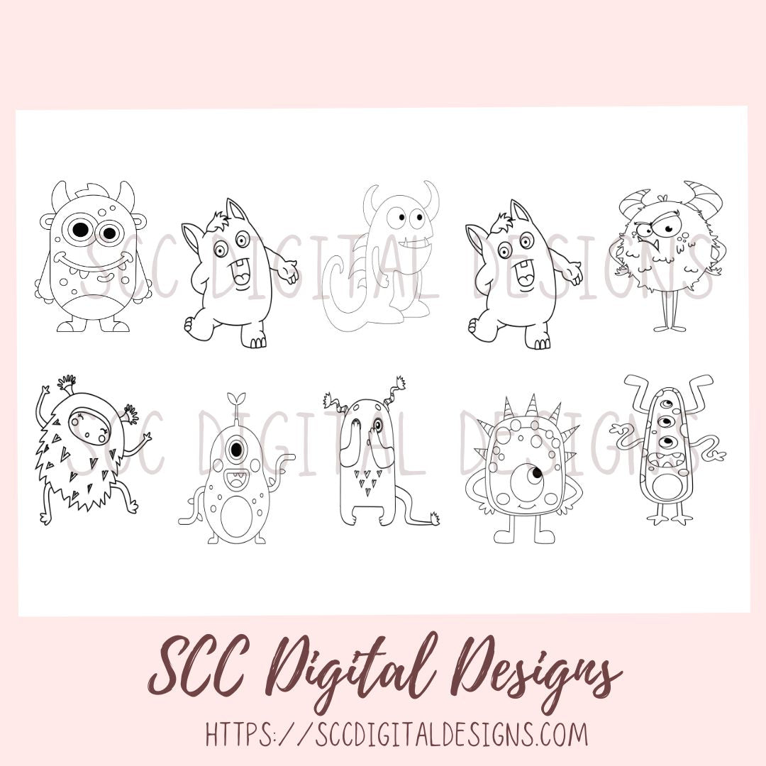 Coloring Book for Kids, Silly Monster's-1 Printable Fun and Educational Activity for Boys and Girls, Preschool Tracing, Homeschool Activities