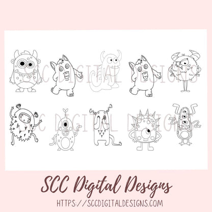 Coloring Book for Kids, Silly Monster's-1 Printable Fun and Educational Activity for Boys and Girls, Preschool Tracing, Homeschool Activities