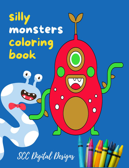 Coloring Book for Kids, Silly Monster's-1 Printable Fun and Educational Activity for Boys and Girls, Preschool Tracing, Homeschool Activities