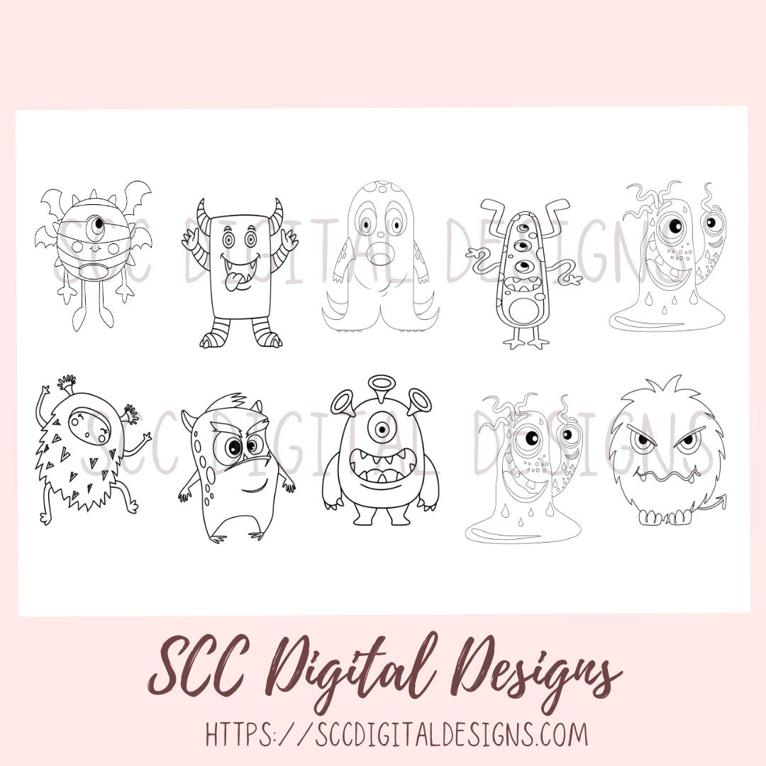Coloring Book for Kids, Silly Monster's-2 Printable Fun and Educational Activity for Boys and Girls, Preschool Tracing, Homeschool Activities