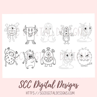 Coloring Book for Kids, Silly Monster's-2 Printable Fun and Educational Activity for Boys and Girls, Preschool Tracing, Homeschool Activities