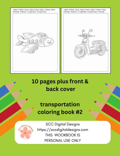 Printable Transportation Color by Number, Print at Home Kids Coloring Books, Home School Teacher Resources, Fun & Educational Activities, Instant Download