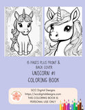 Unicorn Coloring Book Pages for Girls, Print at Home Colorbook for Kids and Adults, Printable Fun & Educational Activity Instant Download