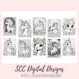 Unicorn Printable Coloring Book Pages, Fantasy Print at Home Colorbook for Kids Adults Printable Fun & Educational Activity Instant Download