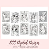 Unicorn Coloring Book Pages for Girls, Print at Home Colorbook for Kids and Adults, Printable Fun & Educational Activity Instant Download