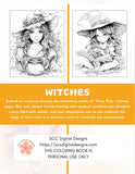 Witches #2 Coloring Book, Printable Fantasy Coloring Pages, Relaxing Therapeutic & Creative Art for Adults and Kids, Print at Home Letter Size PDF