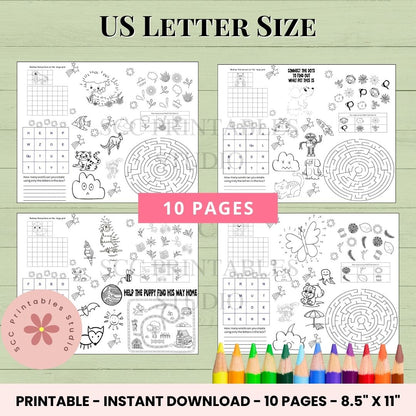 Kids Activity Placemat 10 page printable pdf