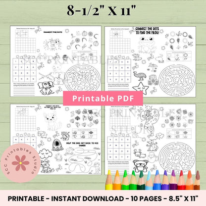 Kids Activity Placemat 10 page printable pdf