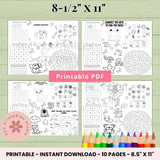Kids Activity Placemat 10 page printable pdf