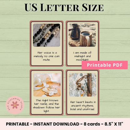 Boho Soul Vision Board Inspirational Affirmation Cards Printable, Magical Self-Love Deck, Whimsical Daily Inspiration for Mindset & Manifestation Notes for Women