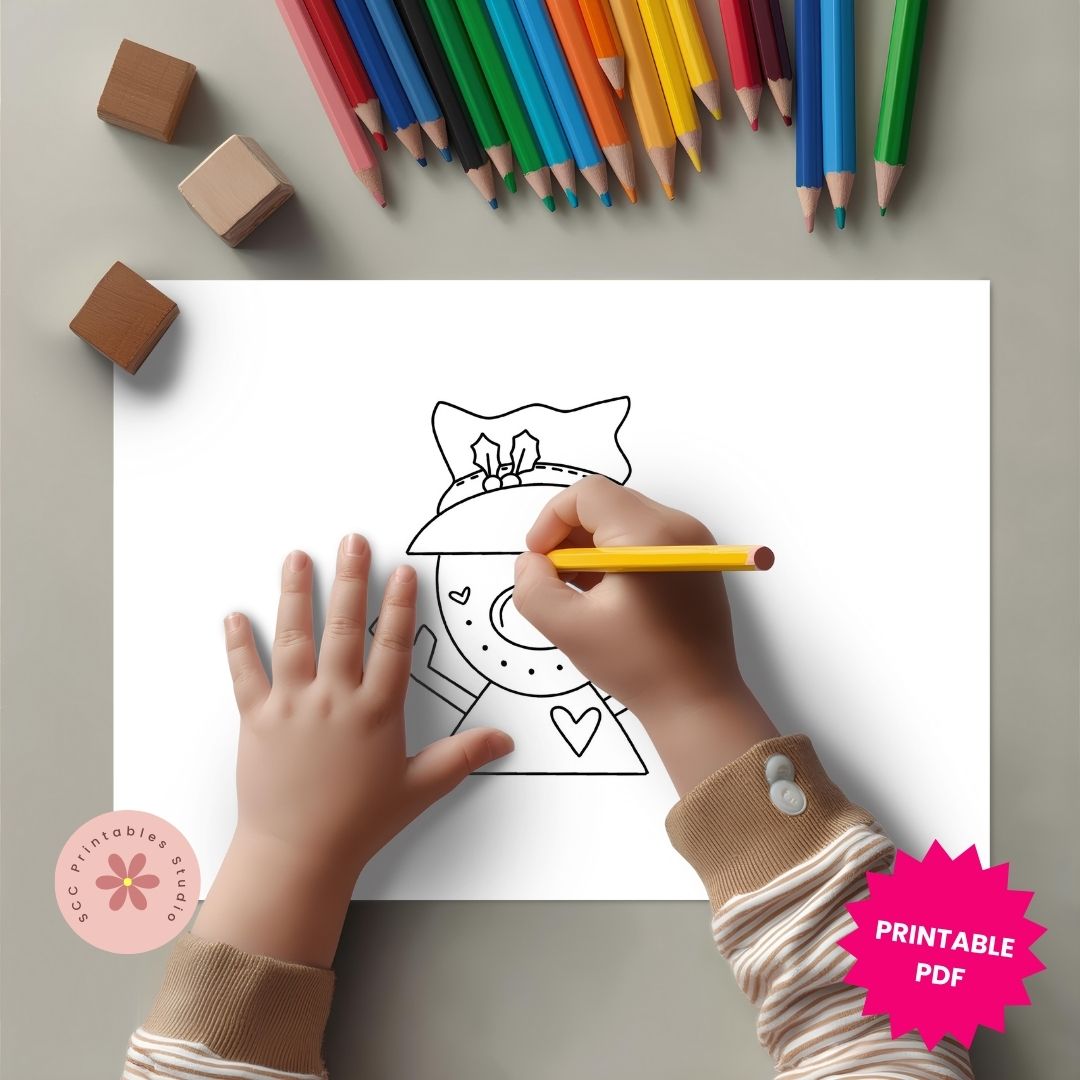 Christmas Doodle Coloring Pages for Kids, Printable Holiday Coloring Book with Santa, Elves, Snowmen & Gnomes