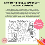 Christmas Activity Page for Kids, Printable Christmas Placemat, Teacher & Home School Resources, Classroom Coloring, Christmas Party Activities, Maze, Tic Tack Toe