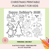 Christmas Activity Page for Kids, Printable Christmas Placemat, Teacher & Home School Resources, Classroom Coloring, Christmas Party Activities, Maze, Tic Tack Toe
