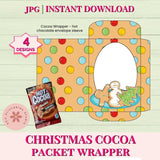 Christmas Cocoa Wrapper Printable, Gingerbread Cookies & Snowman Gift Card Sleeve, DIY Hot Chocolate Packet Envelope Stocking Stuffer